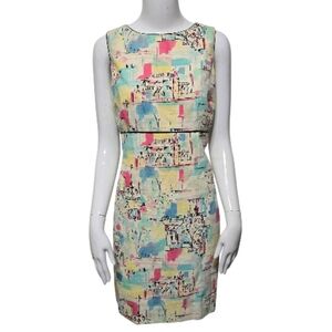 Rare Vintage-Inspired Parisian Cityscape Sheath Dress 100% Cotton